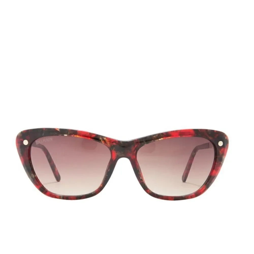 BALMAIN 56mm Modified Cat Eye Sunglasses, Polarized, Designer, Red Tortoise, NWT
